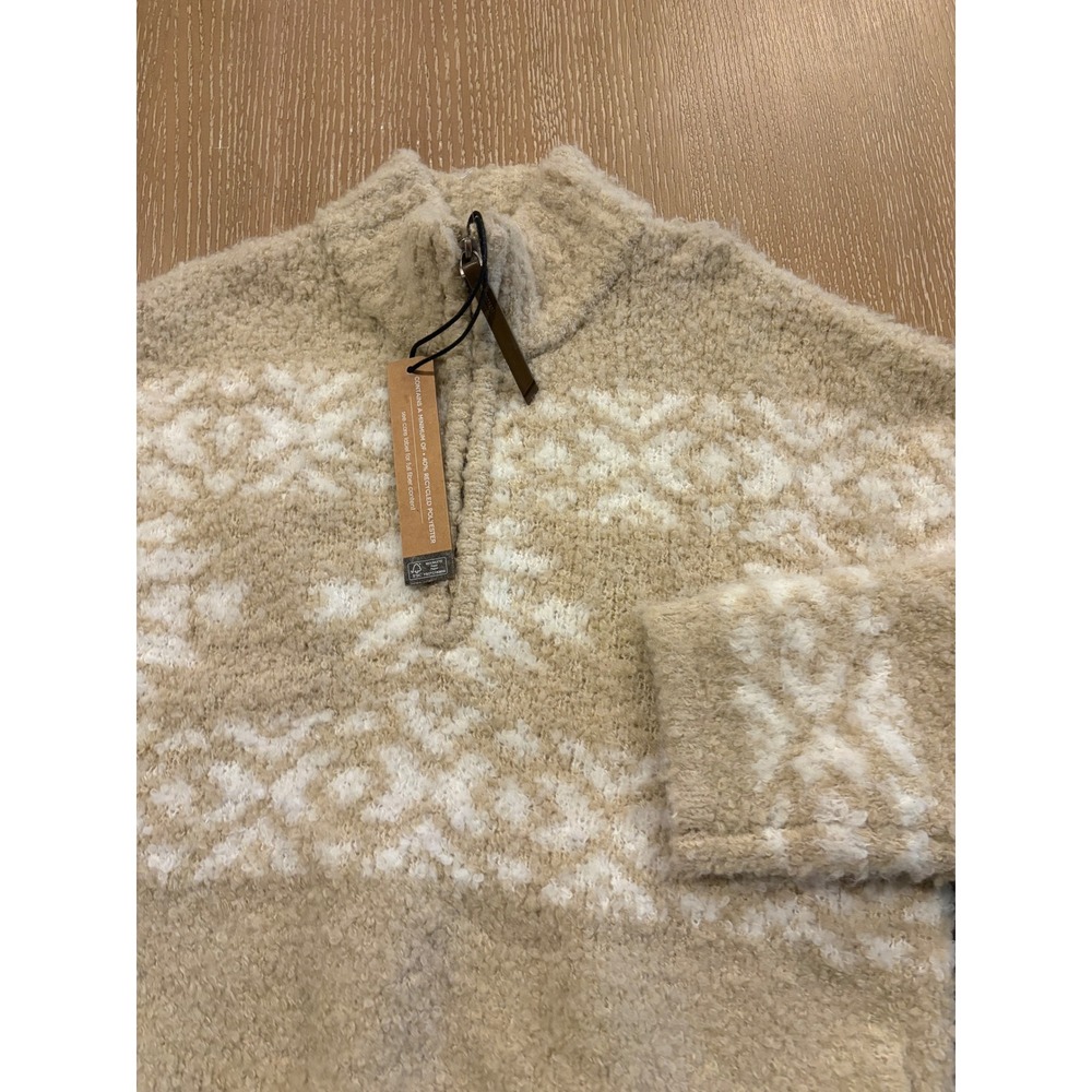 Nicole Miller New York Women's XS Beige Cream Fair Isle Sweater Pullover NWT